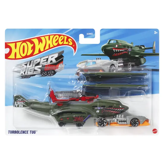 SET AVION SI MASINA HOT WHEELS SUPER RIGS TURBOLENCE TUG VIVMTBDW51_HVD95