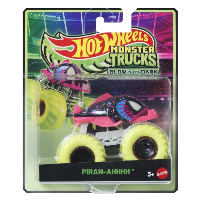 HOT WHEELS MONSTER TRUCK GLOW IN THE DARK MASINUTA PIRAN-AHHHH CU ROTI VERZI SCARA 1 LA 64 VIVMTJFX08_JFX13