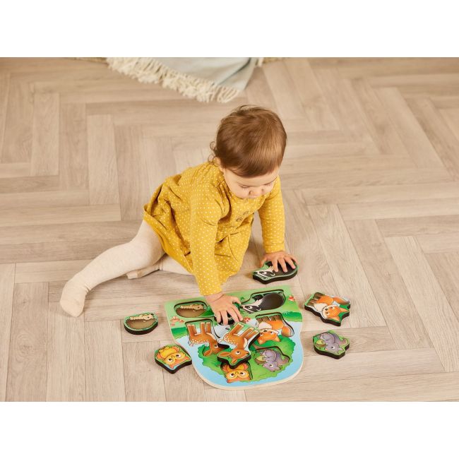 Joc educativ puzzle cu piese de lemn - in padure or134