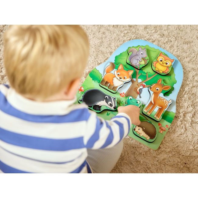 Joc educativ puzzle cu piese de lemn - in padure or134