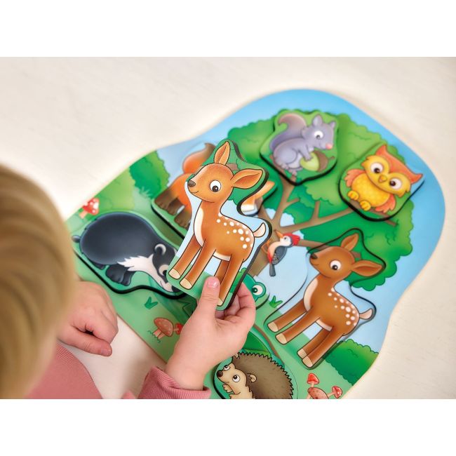 Joc educativ puzzle cu piese de lemn - in padure or134