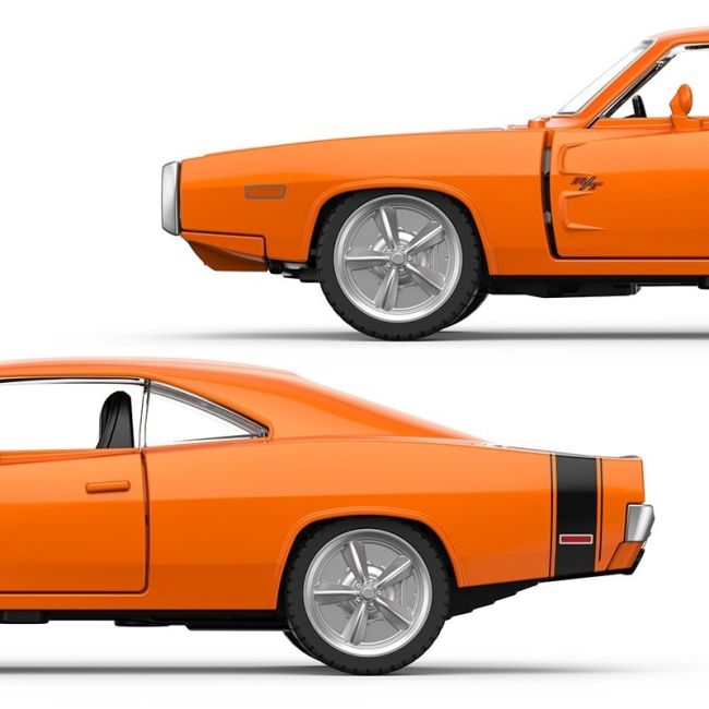 MASINUTA METALICA DODGE CHARGER R/T 1970 PORTOCALIU SCARA 1 LA 36 VIVRas64410