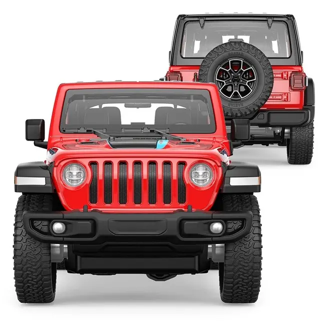 MASINUTA METALICA JEEP WRANGLER RUBICON 4XE ROSU CU SCARA 1 LA 32 VIVRas64621_Rosu