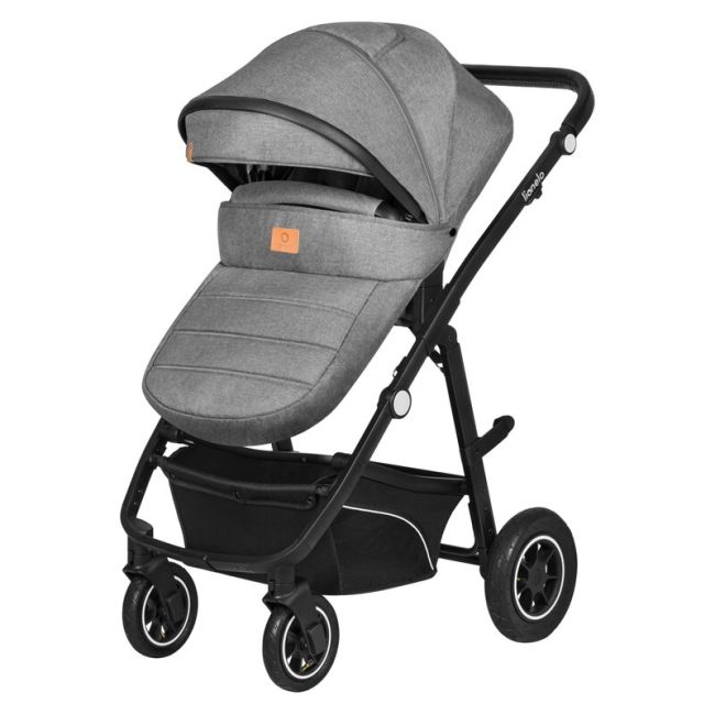 Lionelo - Carucior Bianka, 3 in 1, Cadru aluminiu, Cu landou intarit si salteluta moale, Maner ajustabil, Include saculet de picioare, Husa de ploaie si tantari, Geanta pentru parinti, Sustine 22 kg, 0 luni+, EN1466:2014+AC:2015, EN1888, Gri BYNLO-BIANKA_