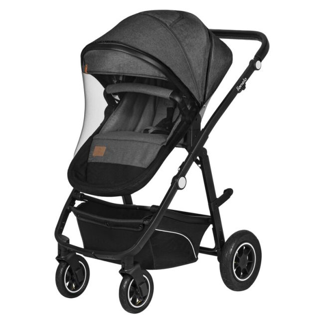 Lionelo - Carucior Bianka, 3 in 1, Cadru aluminiu, Cu landou intarit si salteluta moale, Maner ajustabil, Include saculet de picioare, Husa de ploaie si tantari, Geanta pentru parinti, Sustine 22 kg, 0 luni+, EN1466:2014+AC:2015, EN1888, Gri BYNLO-BIANKA_