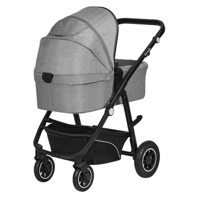 Lionelo - Carucior Bianka, 3 in 1, Cadru aluminiu, Cu landou intarit si salteluta moale, Maner ajustabil, Include saculet de picioare, Husa de ploaie si tantari, Geanta pentru parinti, Sustine 22 kg, 0 luni+, EN1466:2014+AC:2015, EN1888, Gri BYNLO-BIANKA_