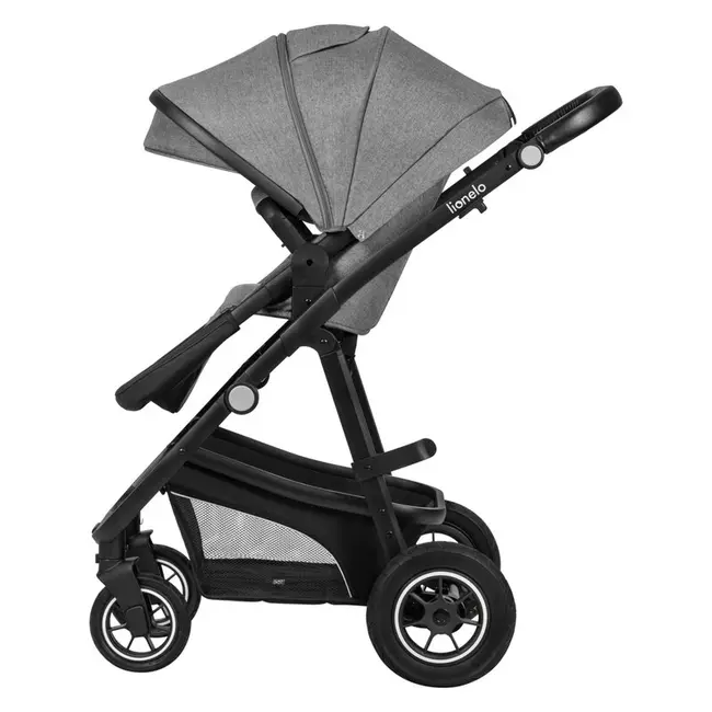 Lionelo - Carucior Bianka, 3 in 1, Cadru aluminiu, Cu landou intarit si salteluta moale, Maner ajustabil, Include saculet de picioare, Husa de ploaie si tantari, Geanta pentru parinti, Sustine 22 kg, 0 luni+, EN1466:2014+AC:2015, EN1888, Gri BYNLO-BIANKA_