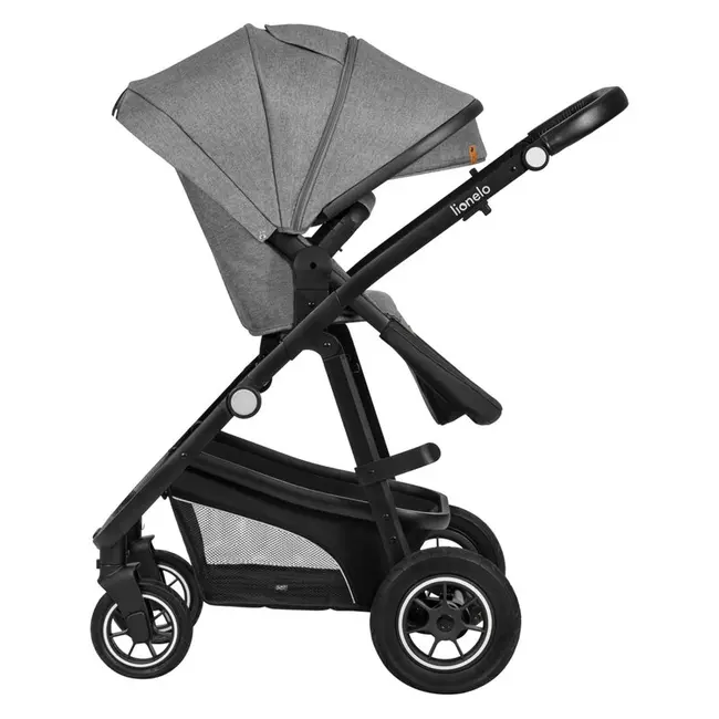 Lionelo - Carucior Bianka, 3 in 1, Cadru aluminiu, Cu landou intarit si salteluta moale, Maner ajustabil, Include saculet de picioare, Husa de ploaie si tantari, Geanta pentru parinti, Sustine 22 kg, 0 luni+, EN1466:2014+AC:2015, EN1888, Gri BYNLO-BIANKA_