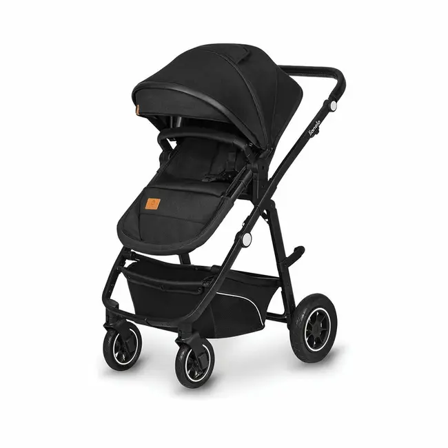 Lionelo - Carucior Bianka, 3 in 1, Cadru aluminiu, Cu landou intarit si salteluta moale, Maner ajustabil, Include saculet de picioare, Husa de ploaie si tantari, Geanta pentru parinti, Sustine 22 kg, 0 luni+, EN1466:2014+AC:2015, EN1888, Negru BYNLO-BIANK