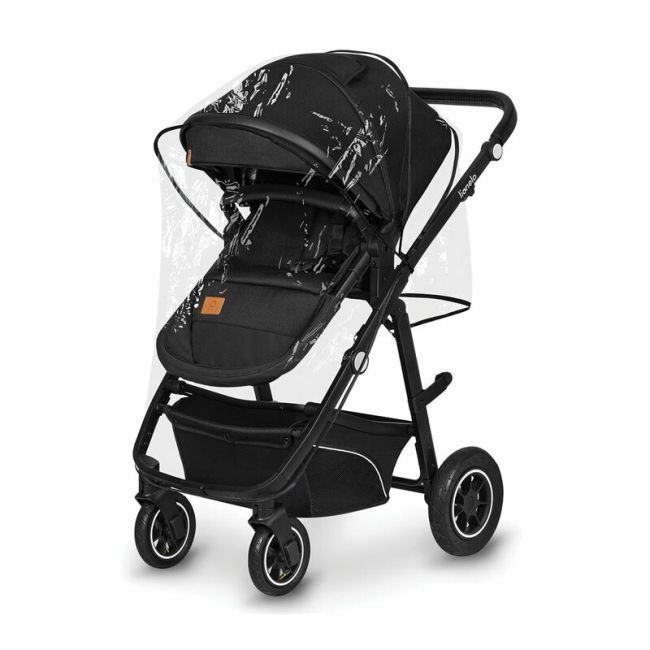 Lionelo - Carucior Bianka, 3 in 1, Cadru aluminiu, Cu landou intarit si salteluta moale, Maner ajustabil, Include saculet de picioare, Husa de ploaie si tantari, Geanta pentru parinti, Sustine 22 kg, 0 luni+, EN1466:2014+AC:2015, EN1888, Negru BYNLO-BIANK