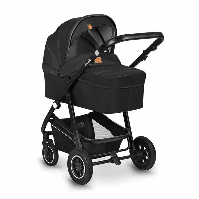 Lionelo - Carucior Bianka, 3 in 1, Cadru aluminiu, Cu landou intarit si salteluta moale, Maner ajustabil, Include saculet de picioare, Husa de ploaie si tantari, Geanta pentru parinti, Sustine 22 kg, 0 luni+, EN1466:2014+AC:2015, EN1888, Negru BYNLO-BIANK
