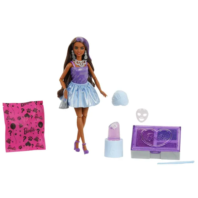 BARBIE SET PARTY UNBOXED REVEAL PAPUSA BARBIE VIOLET CU 10 ACCESORII SURPRIZA VIVMTJFY66