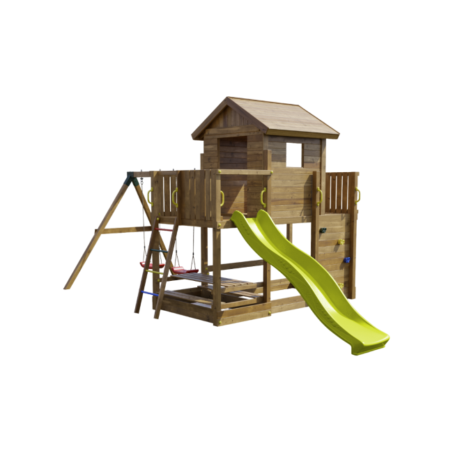 Complex de joaca din lemn fungoo mars cu casuta, leagane si masa de picnic 0802pk - okefu0802pk