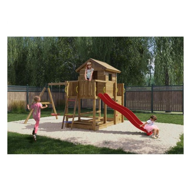 Complex de joaca din lemn fungoo mars cu casuta, leagane si masa de picnic 0802pk - okefu0802pk
