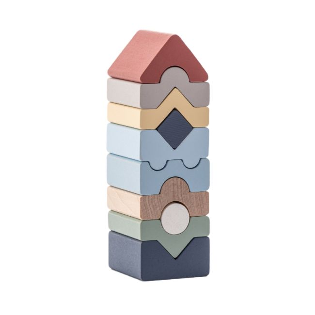 Jucarie din lemn Cubika, Set Constructii Turn - 10 piese KRT16082