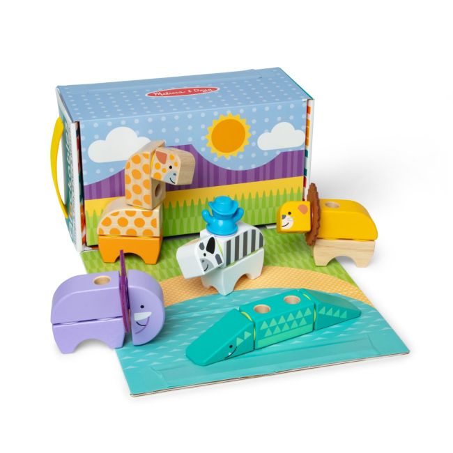 MELISSA AND DOUG SET DE CONSTRUCTIE DIN LEMN ANIMALE DIN SAFARI VIV6074903