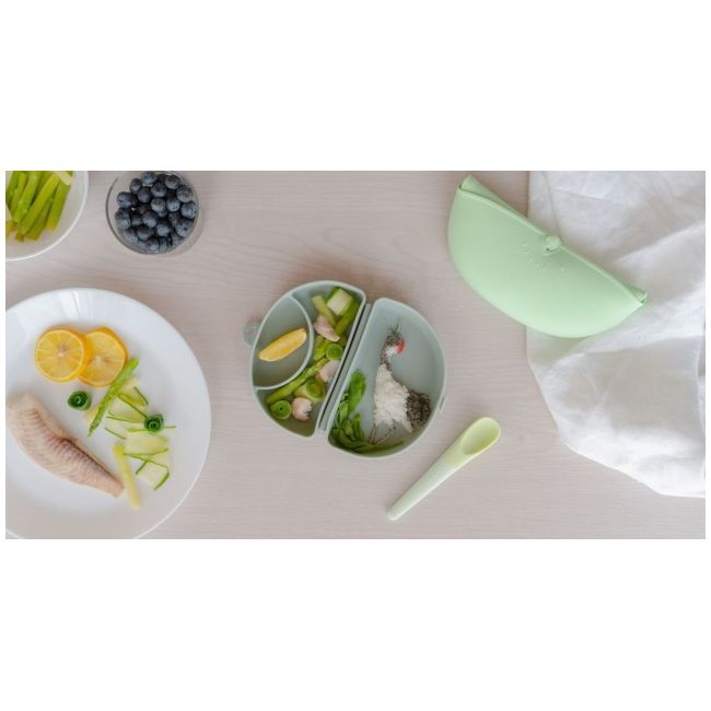 Recipient diversificare hrana bebelusi miniware silifold, 100% din silicon alimentar, sage mw_slfssg