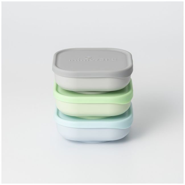 Set 3 boluri pentru hrana bebelusi miniware snack bowl, 100% din materiale naturale biodegradabile, aqua+grey+keylime mw_mwsb3agk