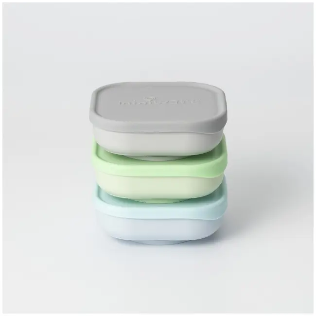 Set 3 boluri pentru hrana bebelusi miniware snack bowl, 100% din materiale naturale biodegradabile, aqua+grey+keylime mw_mwsb3agk