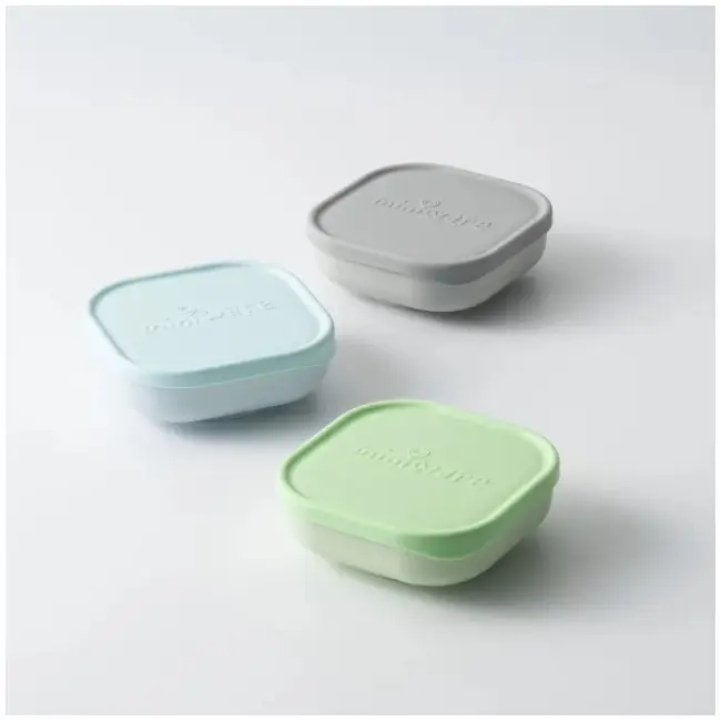 Set 3 boluri pentru hrana bebelusi miniware snack bowl, 100% din materiale naturale biodegradabile, aqua+grey+keylime mw_mwsb3agk