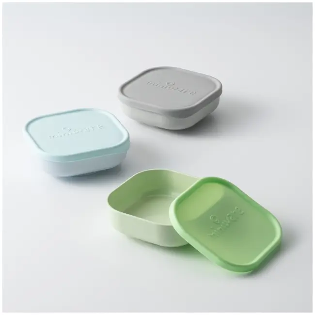 Set 3 boluri pentru hrana bebelusi miniware snack bowl, 100% din materiale naturale biodegradabile, aqua+grey+keylime mw_mwsb3agk