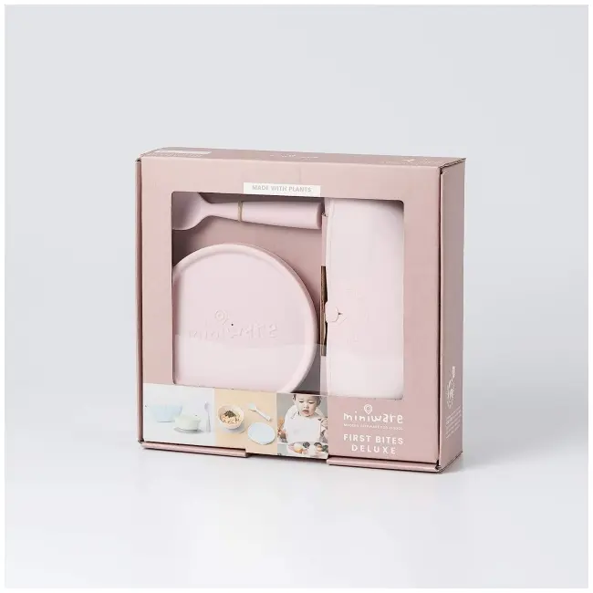 Set diversificare hrana bebelusi miniware first bites deluxe, 100% din materiale naturale biodegradabile, 4 piese, cotton candy mw_mwfbdcc