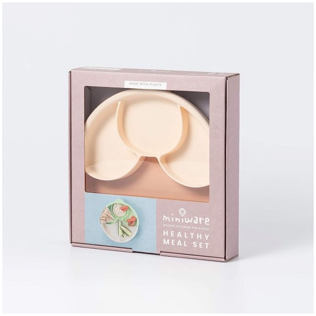 Set diversificare hrana bebelusi miniware healthy meal, 100% din materiale naturale biodegradabile, 3 piese, toffee/peach mw_mwhmtp