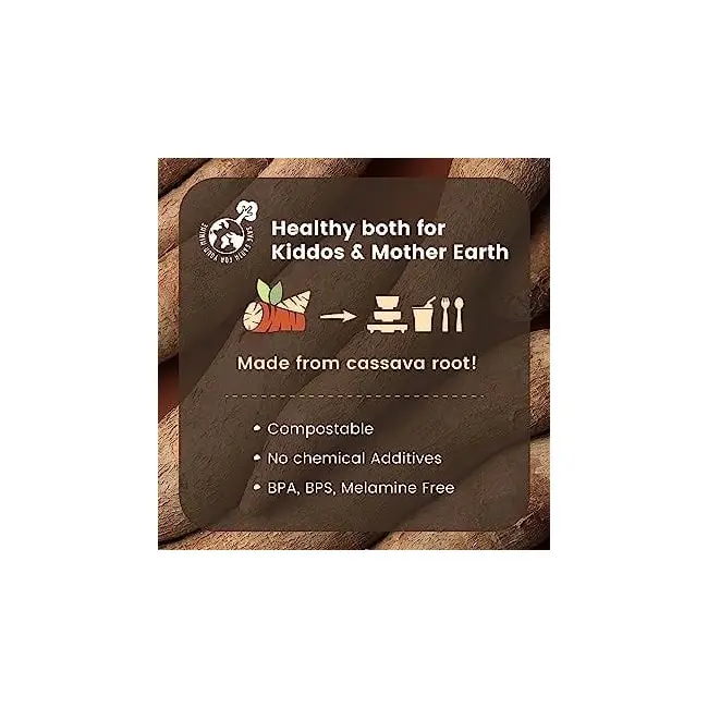 Set diversificare hrana bebelusi miniware little foodie, 100% din materiale naturale biodegradabile, 6 piese, vanilla aqua mw_mwlfva