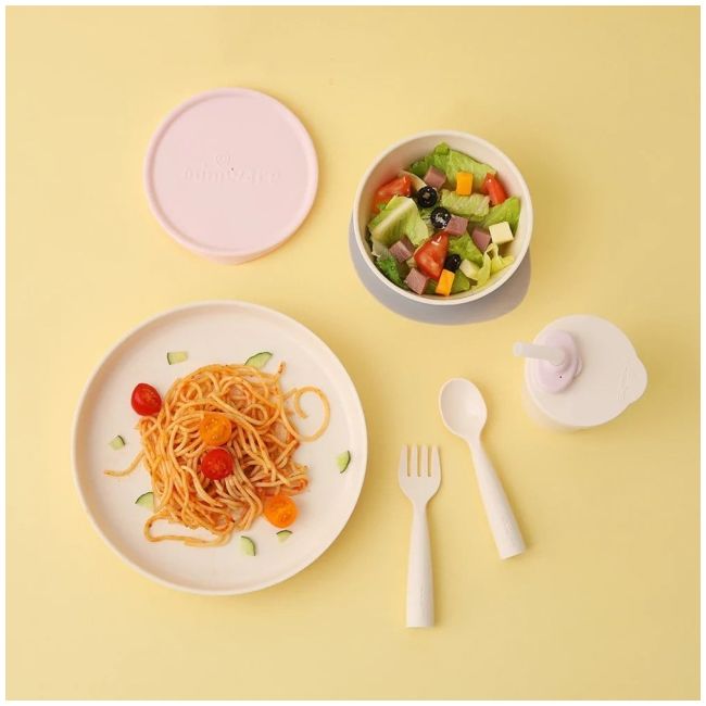 Set diversificare hrana bebelusi miniware little foodie, 100% din materiale naturale biodegradabile, 6 piese, vanilla+cotton candy mw_mwlfvc