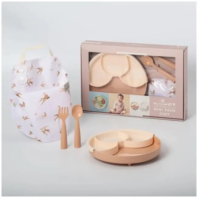 Set diversificare hrana bebelusi miniware mini sous chef 100% din materiale naturale biodegradabile, 6 piese, golden harvest mw_mscgh-t