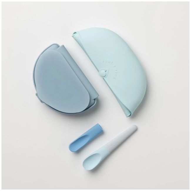 Set diversificare hrana bebelusi miniware sili mini go, 100% din materiale naturale biodegradabile, 3 piese, blue banana mw_smg7bb