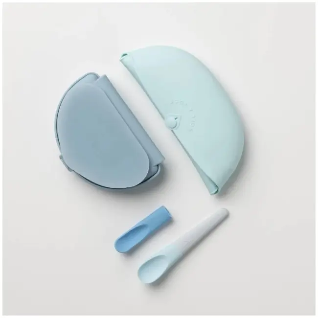 Set diversificare hrana bebelusi miniware sili mini go, 100% din materiale naturale biodegradabile, 3 piese, blue banana mw_smg7bb