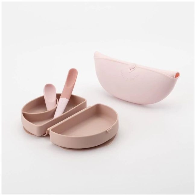 Set diversificare hrana bebelusi miniware sili mini go, 100% din materiale naturale biodegradabile, 3 piese, pink antioxidant mw_smg7pa