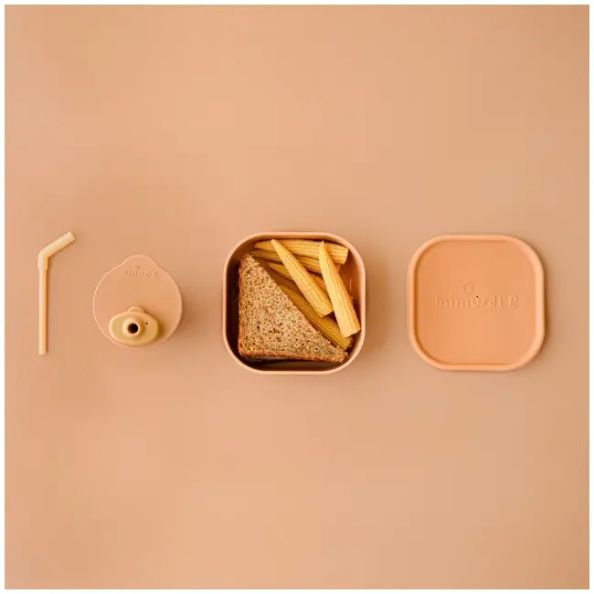 Set diversificare hrana bebelusi miniware sip&snack, 100% din materiale naturale biodegradabile, 3 piese, toffee mw_mwsktt