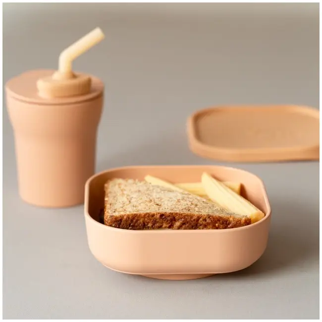 Set diversificare hrana bebelusi miniware sip&snack, 100% din materiale naturale biodegradabile, 3 piese, toffee mw_mwsktt