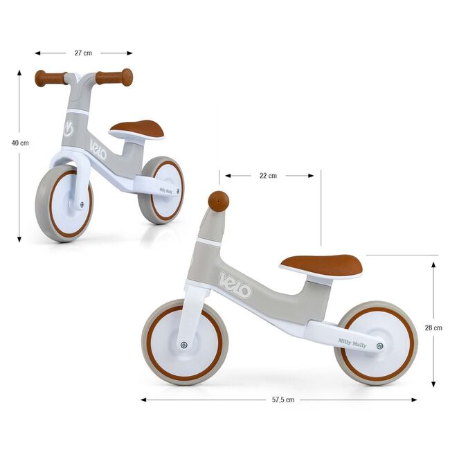 Bicicleta de echilibru copii, roti EVA 7 in, 18m+, Milly Mally, VELO, Brown EKDmm8932