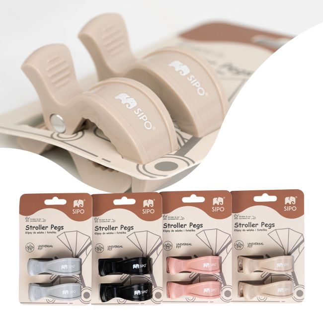 Cleme multifunctionale pentru carucior, 2 bucati, Beige EKDSCA-20BE