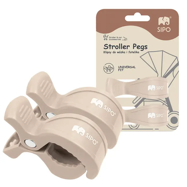 Cleme multifunctionale pentru carucior, 2 bucati, Beige EKDSCA-20BE