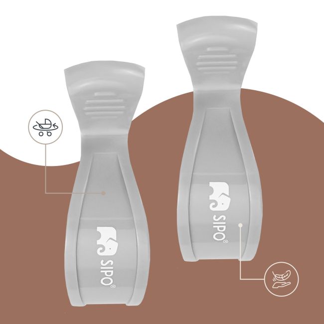 Cleme multifunctionale pentru carucior, 2 bucati, Grey EKDSCA-20LG