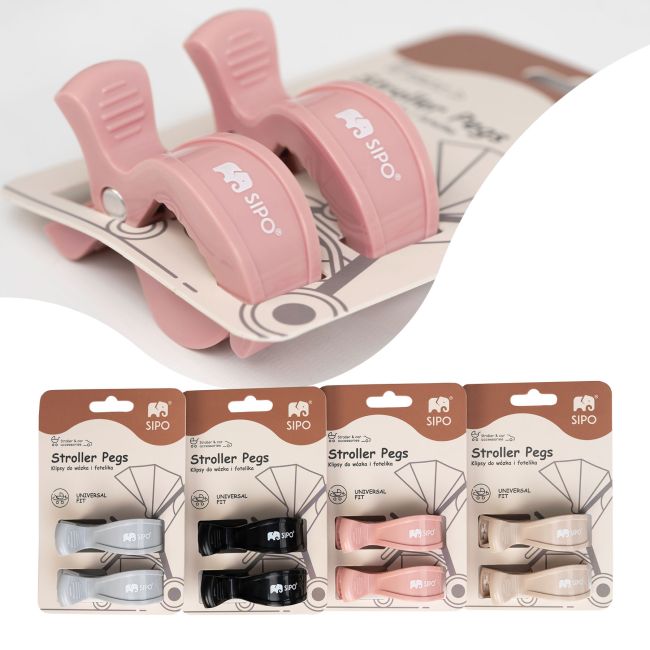 Cleme multifunctionale pentru carucior, 2 bucati, Pink EKDSCA-20LP