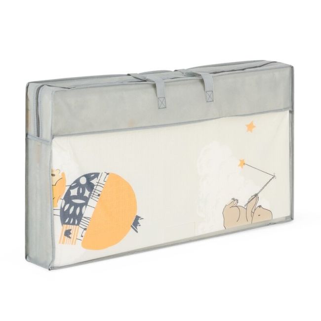 Covoras de joaca, Petite&Mars, Reversibil, Include geanta pentru transport, Pliabil si impermeabil, Non-toxic, 197 x 147 x 1 cm, Campy Mountains, 0 luni+, Multicolor BYN435074