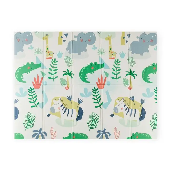 Covoras de joaca, Petite&Mars, Reversibil, Include geanta pentru transport, Pliabil si impermeabil, Non-toxic, 197 x 147 x 1 cm, Jungle, 0 luni+, Multicolor BYN435075