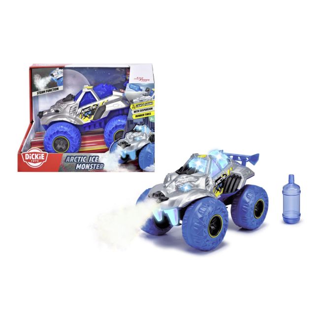 DICKIE MASINA DE TEREN ARCTIC ICE MONSTER CU LUMINI SUNETE SUSPENSII SI FUNCTIE ABUR 25CM VIV203754002