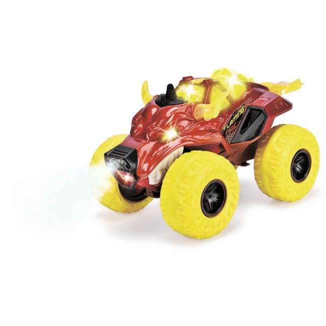 DICKIE MASINA DE TEREN FLAMING FIRE MONSTER CU LUMINI SUNETE SUSPENSII SI FUNCTIE ABUR 25CM VIV203754003