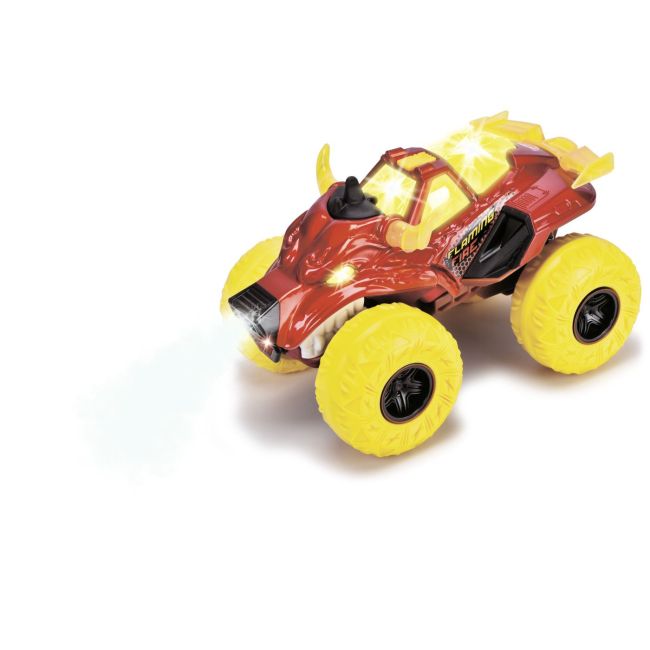 DICKIE MASINA DE TEREN FLAMING FIRE MONSTER CU LUMINI SUNETE SUSPENSII SI FUNCTIE ABUR 25CM VIV203754003