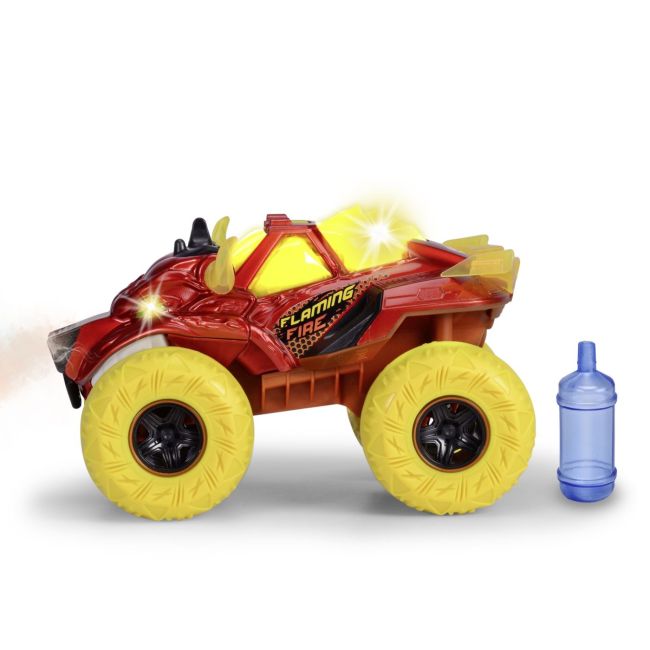 DICKIE MASINA DE TEREN FLAMING FIRE MONSTER CU LUMINI SUNETE SUSPENSII SI FUNCTIE ABUR 25CM VIV203754003