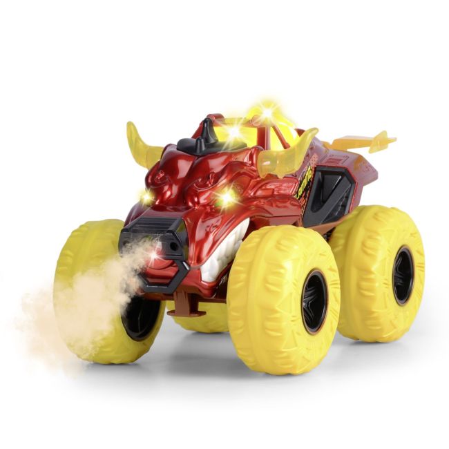DICKIE MASINA DE TEREN FLAMING FIRE MONSTER CU LUMINI SUNETE SUSPENSII SI FUNCTIE ABUR 25CM VIV203754003