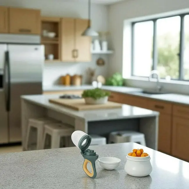 Dispozitiv de hranire, Petite&Mars, Pentru fructe si legume, Include capac de protectie, 6+ luni, Roz BYN581798