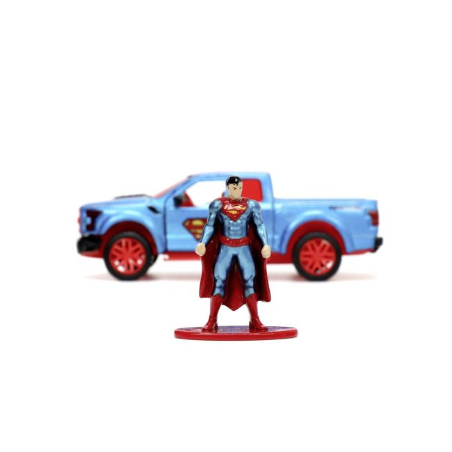 JADA DC SET FIGURINA METALICA SUPERMAN SI MASINUTA 2017 FORD F 150 RAPTOR SCARA 1:32 VIV253253013