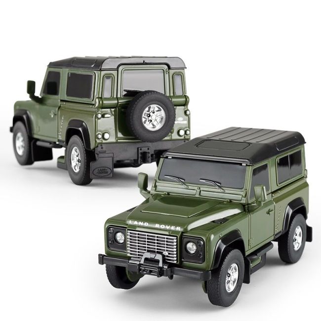 MASINUTA METALICA CONVERTIBILA LAND ROVER DEFENDER VERDE CU SCARA 1 LA 32 VIVRas62000_Verde